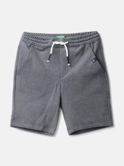 United Colors of Benetton Boys Grey Solid Regular Shorts