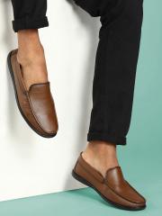 Buckaroo Men Tan Textured Leather Loafers