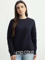 United Colors of Benetton Women Navy Blue Pullover Sweatshirt