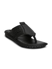 Get Glamr Men Black Leather Sandals