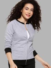 Campus Sutra Women Grey Solid Sweatshirt