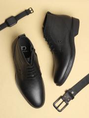 Carlton London Men Black Solid Leather Boots