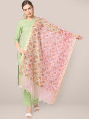 Dupatta Bazaar Women Pink & Orange Printed Dupatta