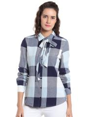 Vero Moda Women Blue Checked Casual Shirt