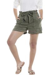 Vero Moda Women Olive Green Solid Shorts