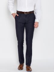 Blackberrys Men Navy Sharp Fit Solid Formal Trousers