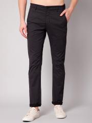 Cantabil Men Black Solid Cotton Chinos Trousers