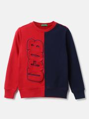 United Colors of Benetton Boys Red Colourblocked Sweatshirt