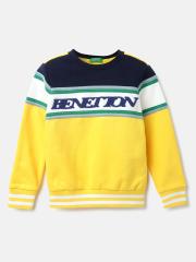 United Colors of Benetton Boys Yellow Typography Printed Sweatshirt