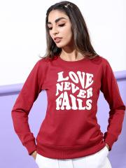 Tokyo Talkies Women Maroon Printed Sweatshirt