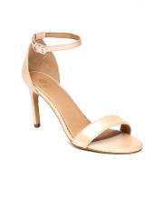 Carlton London Women Peach-Coloured Solid Leather Heels