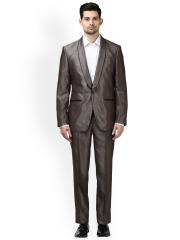 Park Avenue Grey Woven Single-Breasted Formal Suit