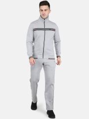 Monte Carlo Men Grey Solid Tracksuit