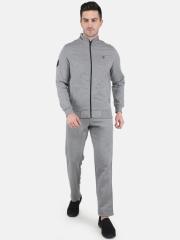 Monte Carlo Men Grey Solid Tracksuit