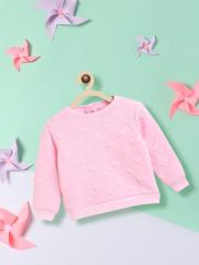 Nauti Nati Girls Pink Solid Sweatshirt