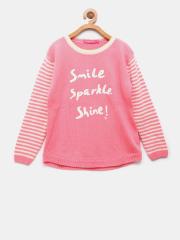 Wingsfield Girls Pink Printed Sweater