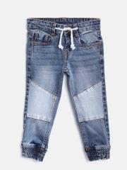 YK Boys Blue Mid-Rise Clean Look Stretchable Joggers