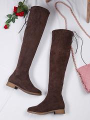 Flat n Heels Women Brown Solid Slouchy Boots