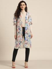 Qurvii Women Multicoloured Printed Longline Shrug