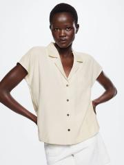 MANGO Women Off White Casual Shirt