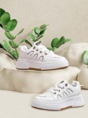 Jove Women White PU Casual Sneakers