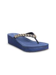 Rocia Women Blue Ethnic Wedge Sandals