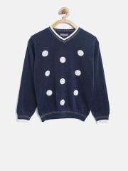 Nauti Nati Girls Navy Blue Embellised Sweater