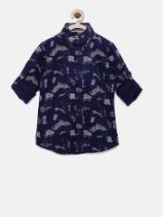 Flying Machine Boys Navy Printed Casual Shirt