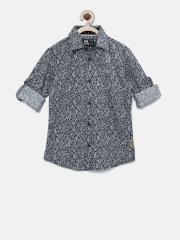 Flying Machine Boys Navy Printed Casual Shirt