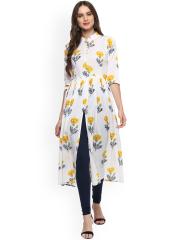 La Firangi Women White Printed Anarkali Kurta