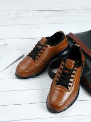 ID Men Tan Leather Sneakers