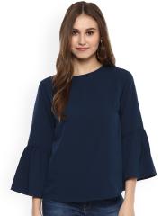 Harpa Women Navy Blue Solid Top