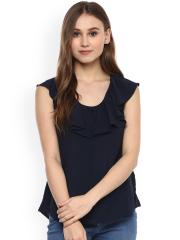 Harpa Women Navy Blue Solid Top