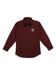 Actuel Boys Maroon Cotton Casual Shirt With Bow