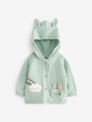 NEXT Infant Girls Cable Knit Hooded Cardigan with Embroidered Detail