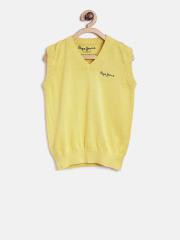 Pepe Jeans Boys Yellow Solid Sweater Vest