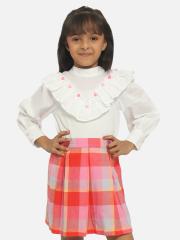 Nauti Nati Girls White & Red Top with Skirt