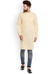 SOJANYA Men Yellow Solid Straight Kurta