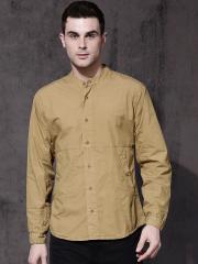 Roadster Men Beige Solid Casual Shirt