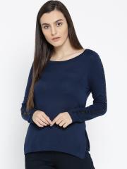 Wills Lifestyle Women Navy Solid Top