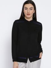 Wills Lifestyle Women Black Solid Casual Shirt