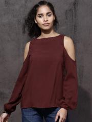 Roadster Women Maroon Solid Top