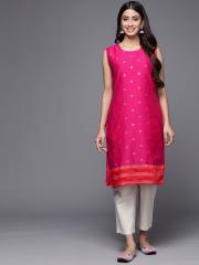 Ahalyaa Women Pink Geometric Printed Kurta