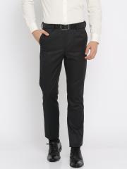 Arrow Men Charcoal Grey Tapered Fit Solid Formal Trousers