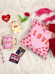 Indigifts Pink & Red 7 Pcs Valentine Gifts Box