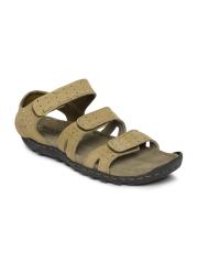 Woodland Men Khaki Leather Comfort Sandals