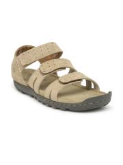 Woodland Men Beige Leather Comfort Sandals