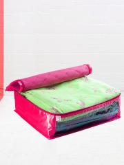 atorakushon 2-Pcs Pink Satin Saree Storage Bags Wardrobe Organizers