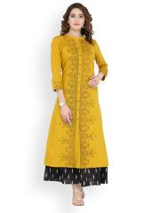 Varanga Mustard Yellow Printed Kurta