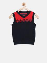 Tommy Hilfiger Boys Navy  & Red Colourblocked Sweater Vest